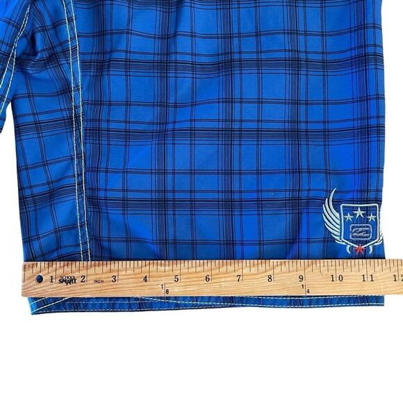 Billabong Mens Boardshorts Plaid Spellout Polyester Blue Black Size 34 - Picture 8 of 8